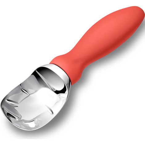 Cuillère à glace – Cuillère à glace en acier inoxydable – Pour Gelato, sorbets, pâte à biscuits, melon et yaourt glacé (Rouge) (1/5)