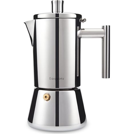 Cafetière italienne en acier inoxydable pour 10-12 tasses 520 ml Pour induction à gaz et tous les types de cuisinières (1/5)