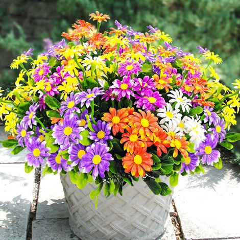bouquets de marguerites artificielles plantes d'extérieur protection UV décoration printemps été d'entretien (1/5)