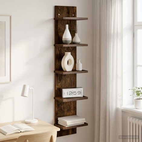 vidaXL Étagère Murale Chêne fumé 22 x 15 x 100 cm Bois d'ingénierie (1/5)