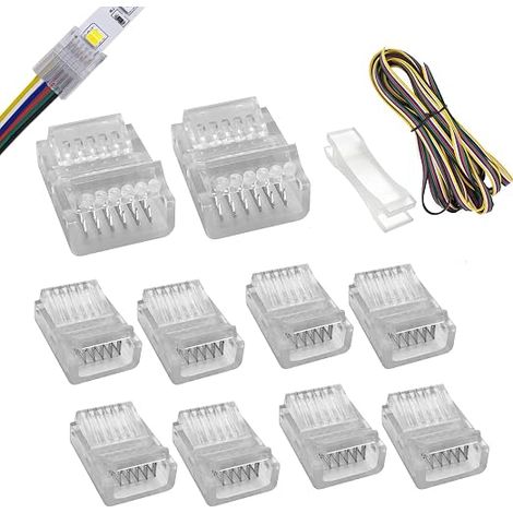 6 Pin LED Connector, 12mm Width, Wireless, Solderless, Quick Adapter with 5m Extension Cable for RGB WW or RGB+CCT LED Strips, Waterproof or Non-Waterproof, Pack of 10 (1/4)