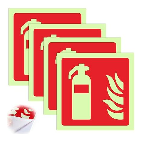 Panneau Extincteur Autocollant, 15x15 cm PVC Signalétique de Sécurité, Plaque Indication Matériel de Lutte Contre l'Incendie pour Bureau École Usine (1/5)