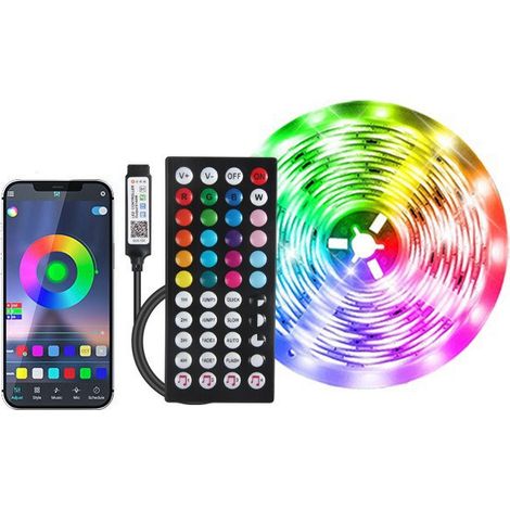 Bande LED RVB 5050 pour chambre à coucher, 15 m, avec télécommande et application Bluetooth (1/5)