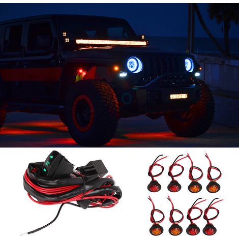 Universelles ATV/UTV-Blinkerset mit Wippschalter, Seitenblinker für Golfwagen, Can-Am, Polaris Ranger, RZR, vertikaler grüner Blinkerschalter (1/5)