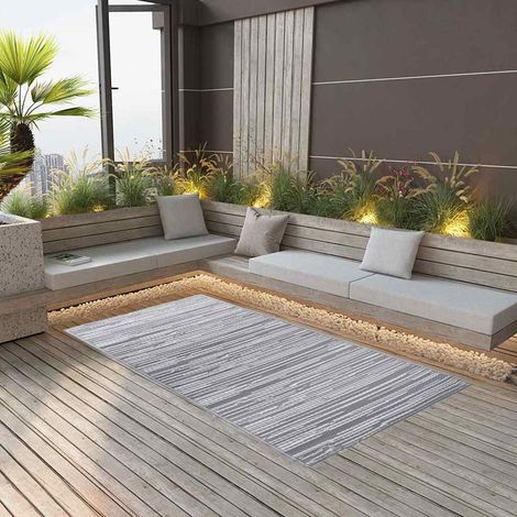 Tapis d'extérieur Terrasse Salon Cuisine - Tapis de jardin Gris 160x230 cm PP BV190520 - BonneVie (1/5)