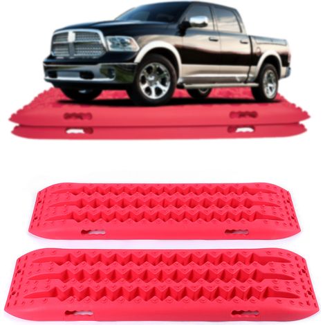 2 plaques de récupération pour sable et neige, échelle pour pneus tout-terrain 4x4 10T (rouge) (1/5)