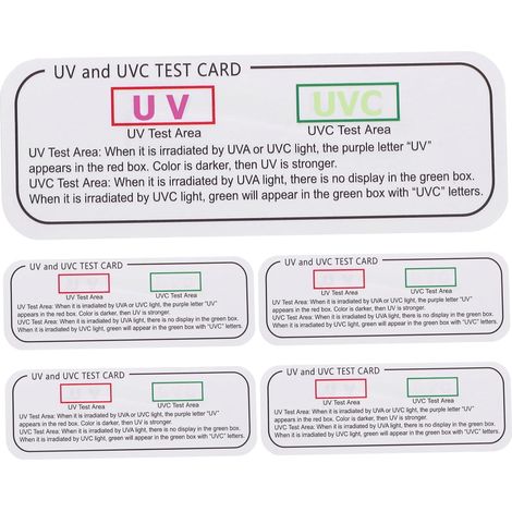 Lot de 5 Cartes de Test Uvc-uva, Bandes Indicatrices UV Compactes, Outils de Mesure pour Contrôle D’effet Lumineux, Papier D’essai UV Portable Adapté à Usage Industriel (1/5)