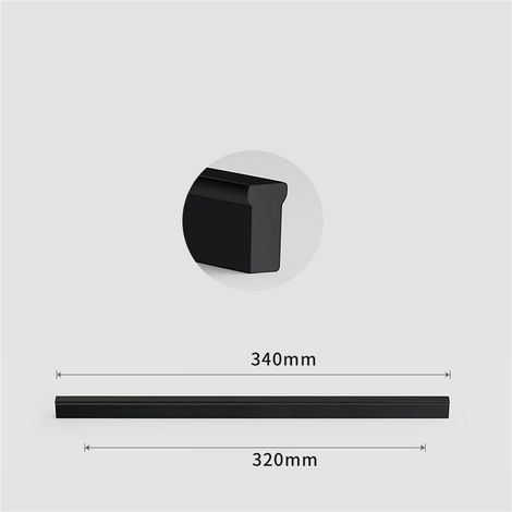 Poignée de porte moderne en aluminium noir américain pour armoire, placard, tiroir, longueur 320mm (type T) (1/2)