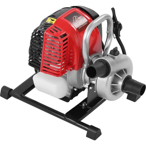 Pompe à eau à essence 4 temps, 36,5CC 850W Motorpumpe à essence pour étang 15 m³/h Auto-amorçante Pompe à eau de jardin Pour l'irrigation de jardin, piscine, étang et agriculture