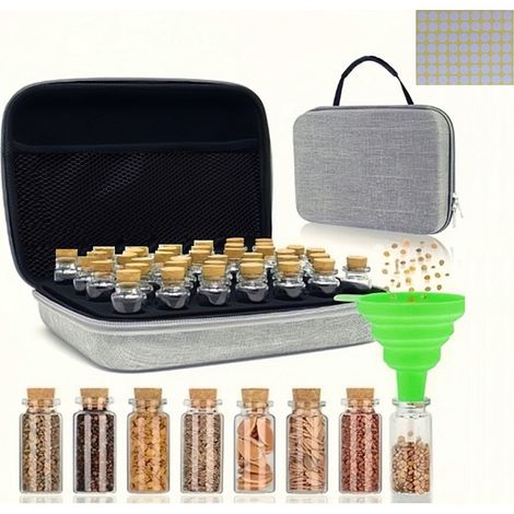 【40 Steckplätze】 Saatbox, Gemüsesamen-Aufbewahrung, Samen-Aufbewahrungsbox, Samen-Organizer-Tasche mit Aufkleber-Etiketten zur Aufbewahrung von Blumensamen, Tomaten, Gemüse und Pflanzen.