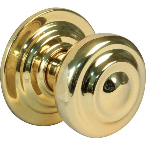 1 Bouton Rond Laiton, Diamètre 70mm, Finition Dorée, Pour Porte Extérieure