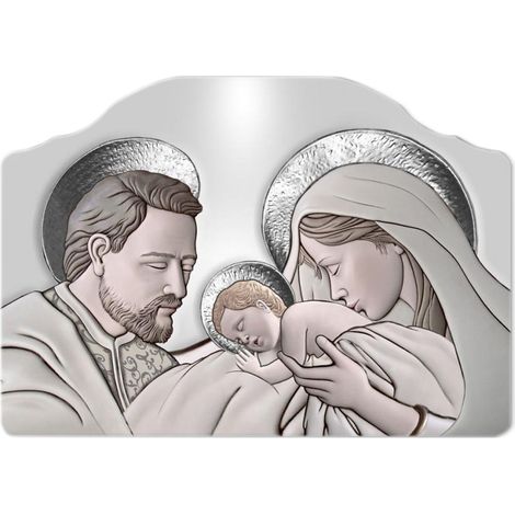 Lupia - Quadro Moderno Capezzale THE KISS CERAMIC GREY Sacra Famiglia, Stampa su Legno Ecologico, Artigianale Made in Italy, Multicolore, 46x65 cm, Legno
