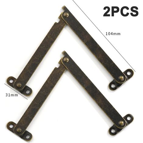 (Bronze) 2 charnières de support de couvercle, style bronze antique, pour meubles. (1/5)