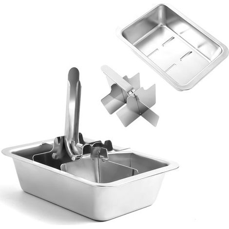 Bandeja para cubitos de hielo, Acero inoxidable, Bandeja para cubitos de hielo de acero inoxidable, con 6 ranuras grandes, para cócteles, bebidas (1/5)
