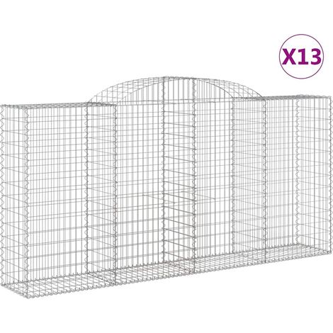 Paniers à gabions arqués 13 pcs  Mur en gabion 300x50x140/160 cm fer galvanisé
