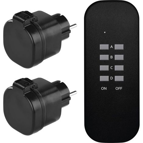 Kit de Prises sans Fil d'extérieur avec télécommande/2 Prises Schuko pour l'extérieur + 1 télécommande IP44 Résistant aux éclaboussures 30 m 3000 W 250 V (1/5)