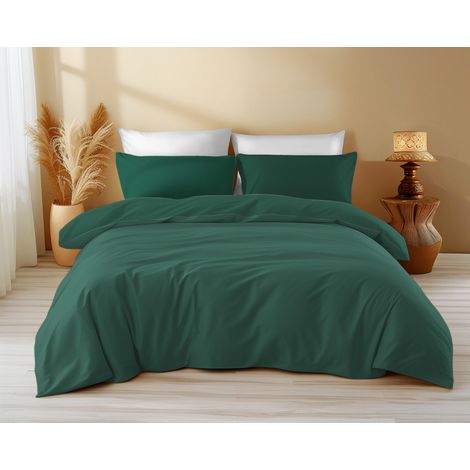 Copritrapunta in Cotone Tinta Unita Verde Scuro Tempo di Dormire - Morbido, Traspirante, Chiusura Clic-Clac - Made in Italy Cm. 170x270