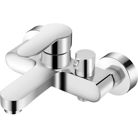 Mitigeur Monocommande Robinet Mural Universel, Filetage 1/2 (15mm), Commande pour Chaud et Froid, pour Douche et Baignoire Moderne en Laiton à Finition Durable (1/5)