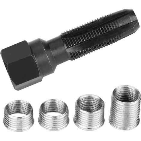 Kit de Réparation de Filetage de Bougie d'allumage m14x1.25, Réparation Filetage m14 avec 4 Accessoires Taraud,Réparation Filetage Bougies de Préchauffage (1/4)