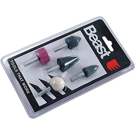 Jeu de Meules sur Tige 5 Pcs - Outils de Précision - Idéal pour Meulage et Finition - Chantier et atelier - Beast (1/4)