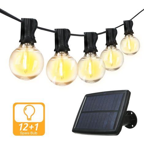 Guirlande lumineuse solaire G40 à globe, lampe d'extérieur à suspendre. 4 modes d'éclairage différents : clignotement rapide, clignotement lent, lumière fixe, clignotement saccadé. Fonction de mémoris (1/5)