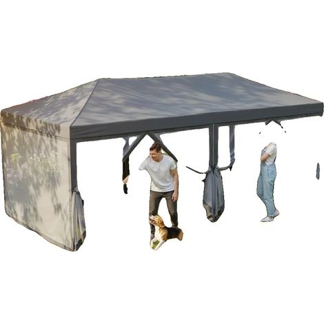 Tente pliante avec cadre, 3X6 mètres, protection contre les intempéries, utilisation polyvalente, vert armée (1/2)