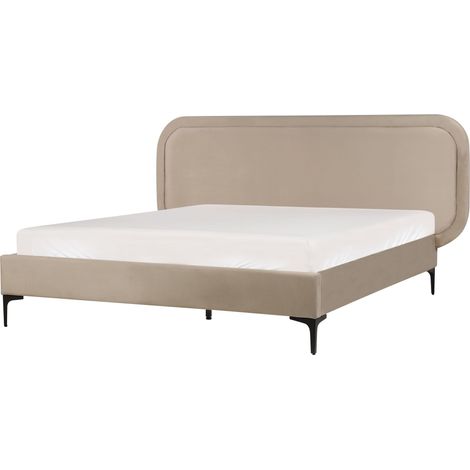 Struttura letto moderna in velluto EU matrimoniale 140 x 200 cm Beige Suzette