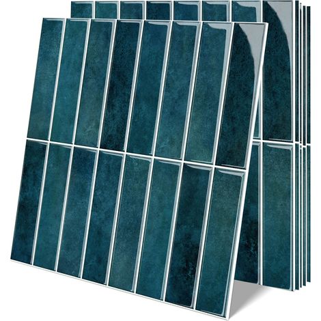 Fliesenaufkleber, 10er Set, selbstklebend Wandtattoos, Küche & Badezimmer, 30,5 x 30,5 cm, 3D, Indigo