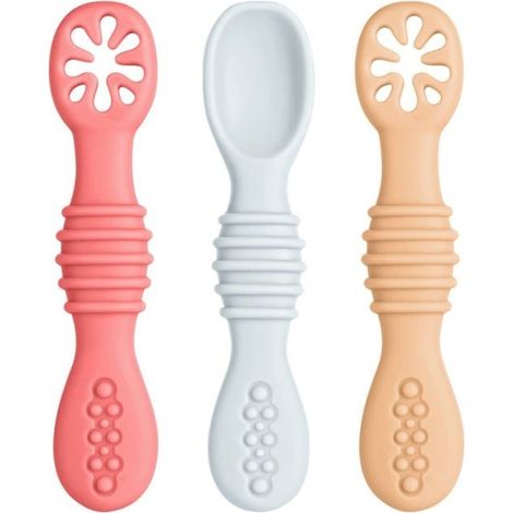 Cuillères d'apprentissage pour Enfants et Bébé, 3pcs Ustensiles Adaptés à la Dentition, Recommandés par Experts pour le Sevrage (1/5)