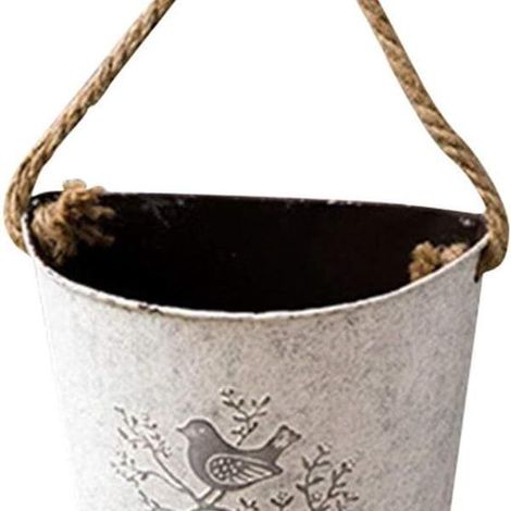 Pot suspendu mural en fer pour plantes d'intérieur, décoration murale vintage, cache-pot métallique noir pour jardin vertical, fixation murale incluse (1/3)