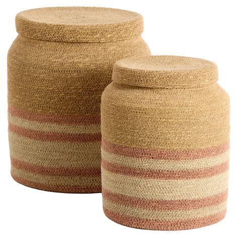 Cesto rosa in materiale vegetale suggestivo Light & Living (1/3)