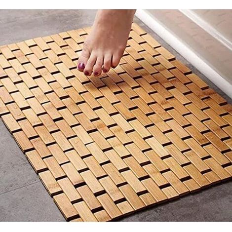 Non-slip Shower Mat - Bamboo Bath Mat - Wooden Bath Mat - Wooden Shower Tray - Non-slip Bath Mat (Natural) (1/4)