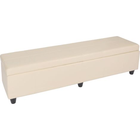 Bank Sitzbank mit Aufbewahrung Arezzo XXL, Kunstleder, 180x45x45cm MVG-zertifiziert creme (1/5)