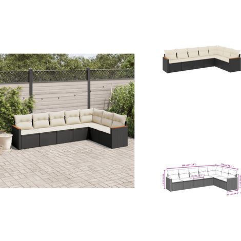 7-tlg. Garten-Sofagarnitur mit Kissen Schwarz Poly Rattan - Gartenmöbel - Rattan Möbel - Outdoor Sofa - Lounge Set - Esszimmergarnitur (1/3)