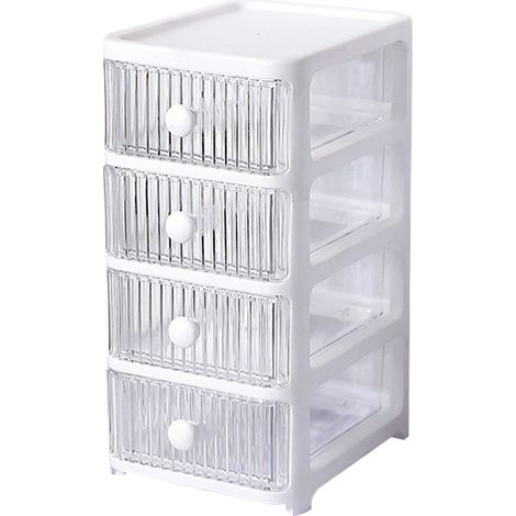 Desktop Storage Box with Drawers Multi Layers Transparent Multifunctional Stackable Desk Organizer for Home Bedroom Office 4 Layer