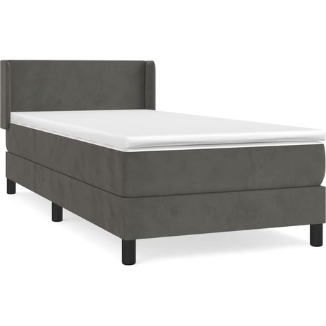 Lit simple  Lit adulte  Sommier à lattes de lit et matelas Gris foncé 80x200 cm Velours