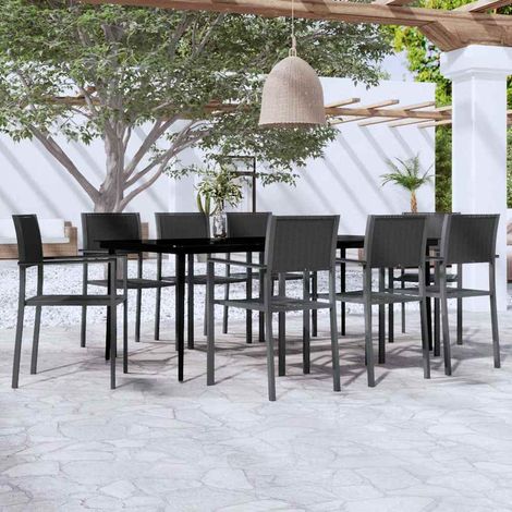 vidaXL 9 Piece Garden Dining Set Black (1/5)