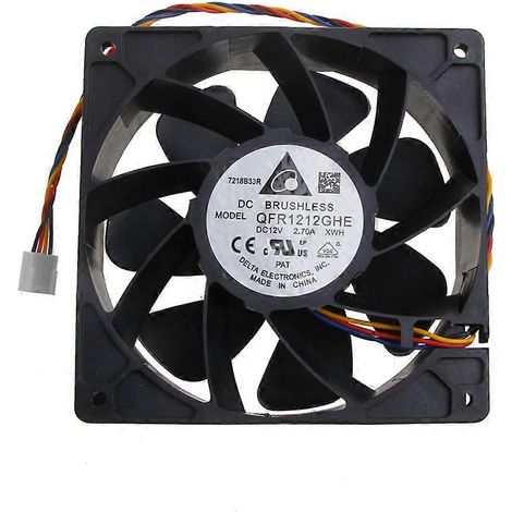 DC-Bürstenloslüfter QFR1212GHE, 120 mm, 12 V, 2,7 A, 120 x 120 x 38 mm, 4-fach kugelgelagert, 6000 U/min, 210 CFM, Hochgeschwindigkeits-Farbvarianten (1/5)