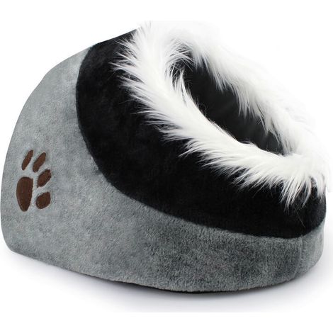 Grotte pour Animaux en Peluche, Maison pour Chat, 41 x 38 x 26 cm, Gris, Matériau: PP, éponge douce - Gris