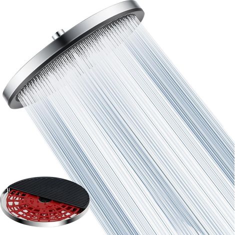 11 Zoll Regenduschkopf mit Selbstreinigungsfunktion, drehbar, Chrom/Schwarz (1/5)