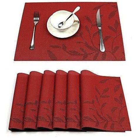 PVC-Tischsets – 6er-Set – Rot – Rutschfest – Hitzebeständig