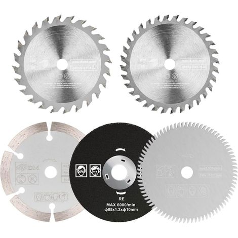 Lame de Scie Circulaire, 5pcs 85 mm x 15 mm, Mini Carbure, HSS, Diamant (1/5)