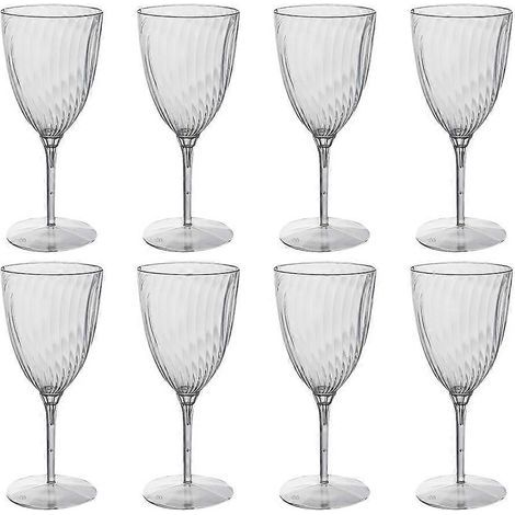 Lot de 8 gobelets jetables de 240 ml, verres à vin rouge et à champagne.-16.50X7.00X7.00CM-Transparent (1/4)