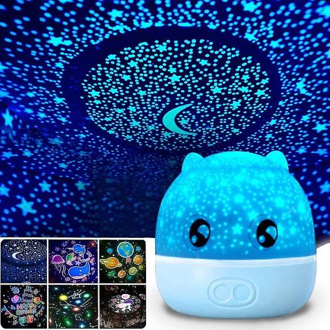Veilleuse projecteur, lampe projecteur LED rotative ciel étoilé et monde marin pour chambre à coucher, lampe lune aux couleurs de la nuit pour bébés, enfants, adolescents et adultes (1/3)