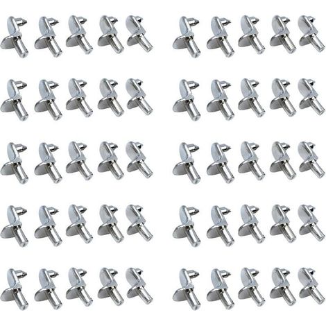 50PCS Taquet etagere Support Étagères de Métal Nickelé Goupilles de Support pour Armoire Bureau Accessoires