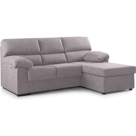 Home Heavenly® - Sofá Denver 3 plazas con Chaise Longue reversible, tapizado antimanchas y diseño funcional atemporal. Color: Gris claro (1/4)