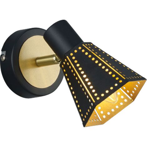 Applique avec spot orientable lampe de lit noir or, métal, perforations décoratives, E14, LxH 9,5x17 cm, Trio Leuchten 800300132 (1/2)