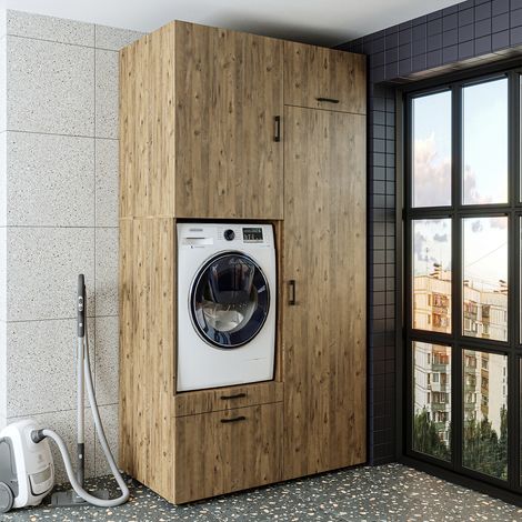 Roomart S2 Waschmaschinen-Schrankwand 127 cm, Eiche