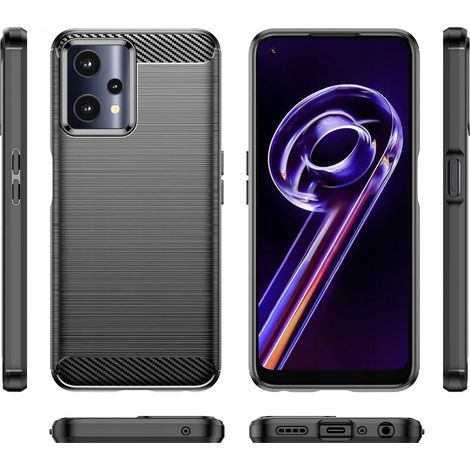FUNDA TRASERA NEGRA CARBONO PARA REALME 9 PRO/ 9 5G + CRISTAL (1/5)