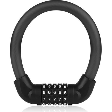 Antivol vélo noir version épaisse, 1 pièce, cadenas à combinaison 5 chiffres pour vélo électrique, trottinette, casque moto, remorque (1/5)